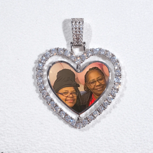 3D Spinning 2-Faced Heart Custom Picture Pendant