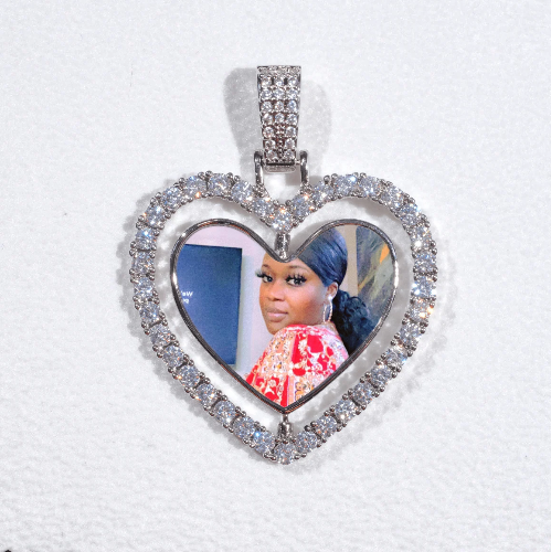 3D Spinning 2-Faced Heart Custom Picture Pendant