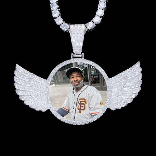 925S & VVS Moissanite 3D Wing Custom Picture Pendant