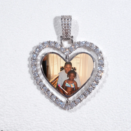 3D Spinning 2-Faced Heart Custom Picture Pendant