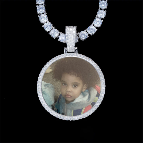 925S & VVS Moissanite 3D Circle Custom Picture Pendant