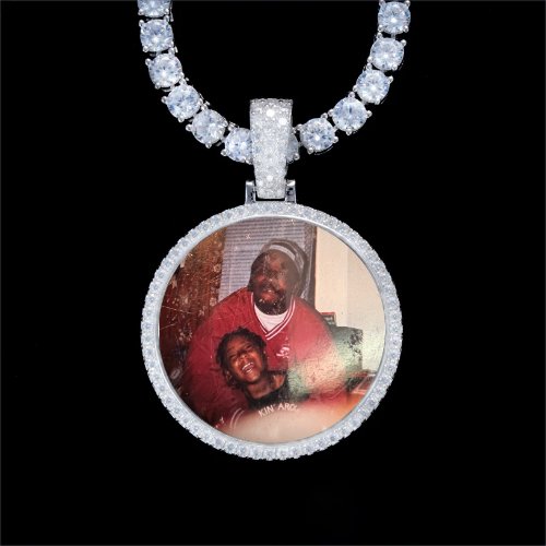 925S & VVS Moissanite 3D Circle Custom Picture Pendant