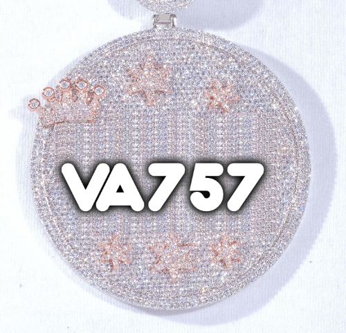 CUSTOM LETTER NECKLACE 3D BIG CROWN DISC