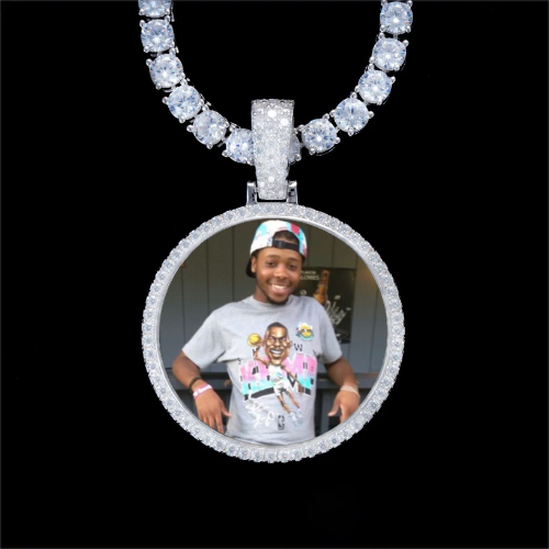 925S & VVS Moissanite 3D Circle Custom Picture Pendant