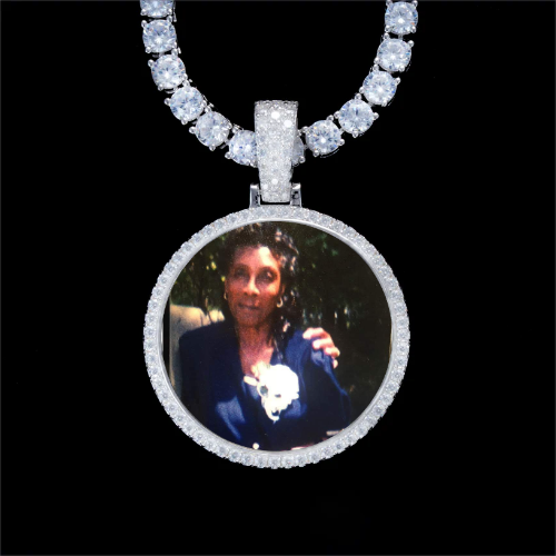 925S & VVS Moissanite 3D Circle Custom Picture Pendant