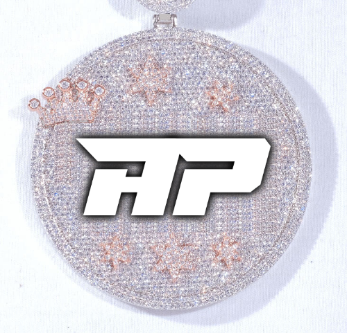 CUSTOM LETTER NECKLACE 3D BIG CROWN DISC