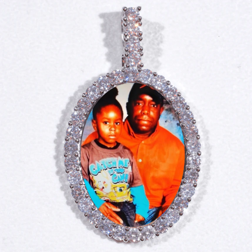Large 3D Oval Custom Picture Pendant