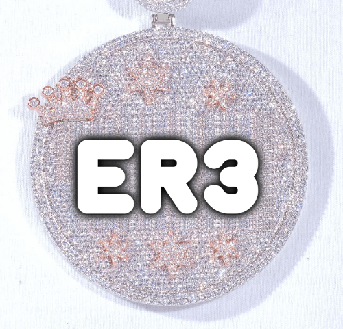CUSTOM LETTER NECKLACE 3D BIG CROWN DISC