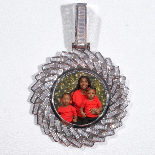 Large 3D Baguette Custom Picture Pendant