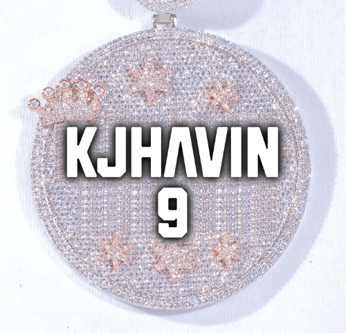 CUSTOM LETTER NECKLACE 3D BIG CROWN DISC