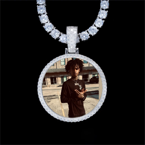 925S & VVS Moissanite 3D Circle Custom Picture Pendant