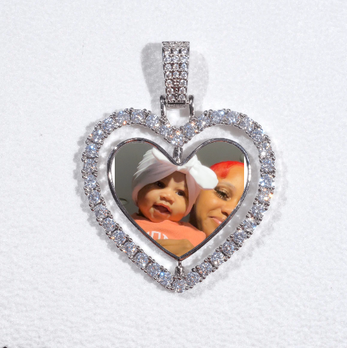 3D Spinning 2-Faced Heart Custom Picture Pendant
