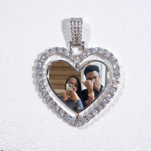 3D Spinning 2-Faced Heart Custom Picture Pendant