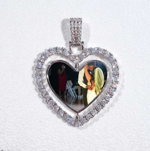 3D Spinning 2-Faced Heart Custom Picture Pendant