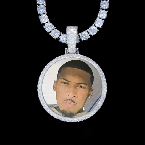925S & VVS Moissanite 3D Circle Custom Picture Pendant