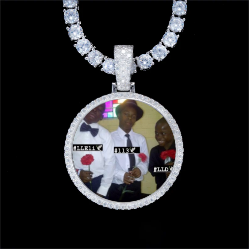 925S & VVS Moissanite 3D Circle Custom Picture Pendant