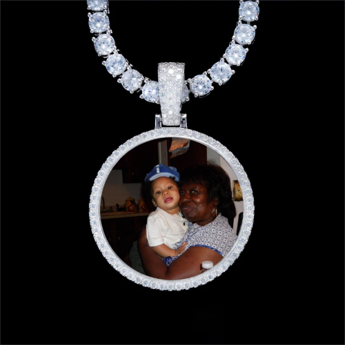 925S & VVS Moissanite 3D Circle Custom Picture Pendant