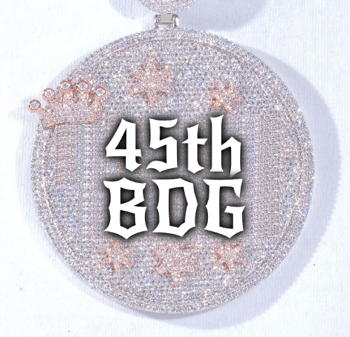 CUSTOM LETTER NECKLACE 3D BIG CROWN DISC