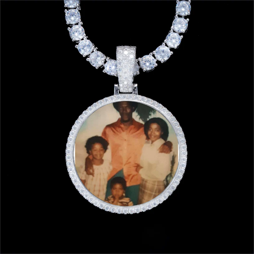 925S & VVS Moissanite 3D Circle Custom Picture Pendant