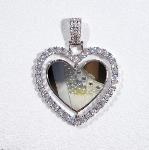 3D Spinning 2-Faced Heart Custom Picture Pendant