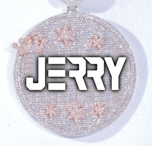 CUSTOM LETTER NECKLACE 3D BIG CROWN DISC