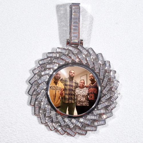 Large 3D Baguette Custom Picture Pendant
