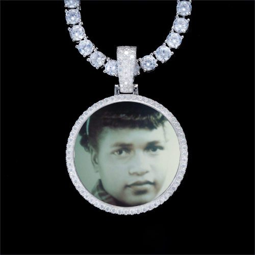 925S & VVS Moissanite 3D Circle Custom Picture Pendant