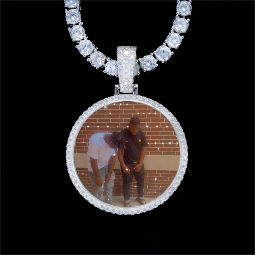 925S & VVS Moissanite 3D Circle Custom Picture Pendant