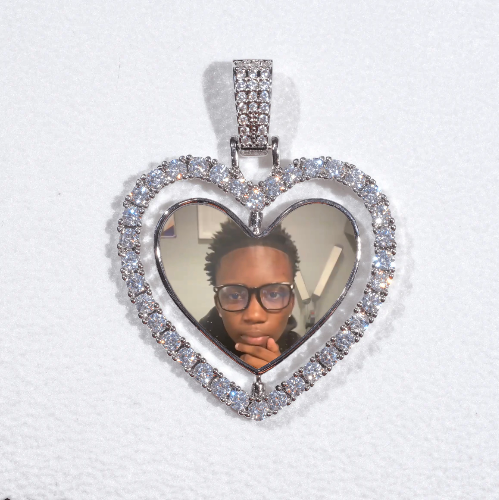 3D Spinning 2-Faced Heart Custom Picture Pendant