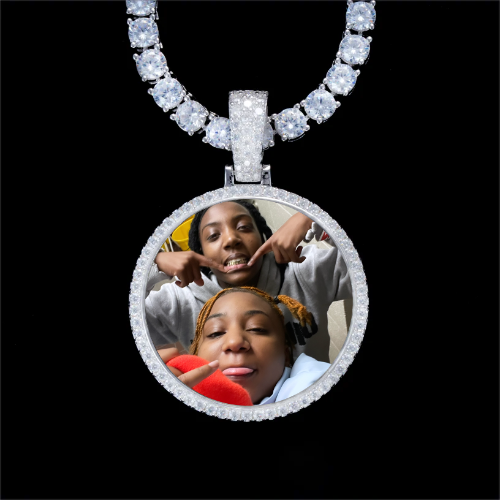 925S & VVS Moissanite 3D Circle Custom Picture Pendant