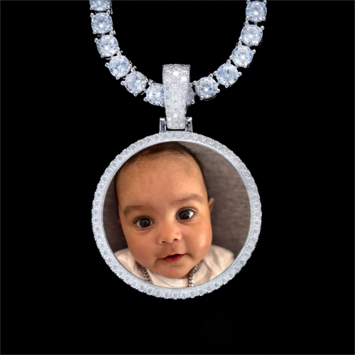 925S & VVS Moissanite 3D Circle Custom Picture Pendant