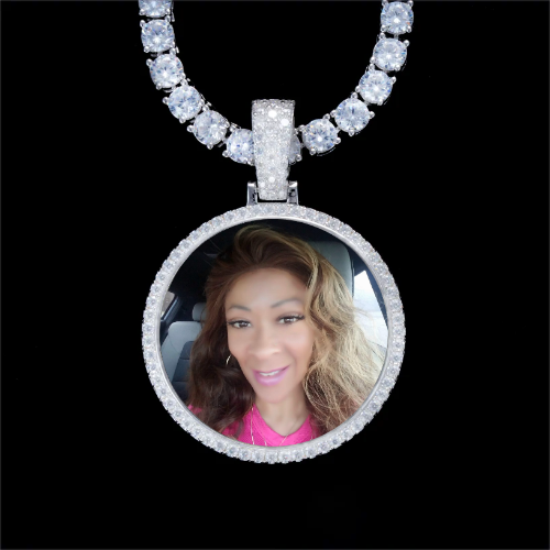 925S & VVS Moissanite 3D Circle Custom Picture Pendant