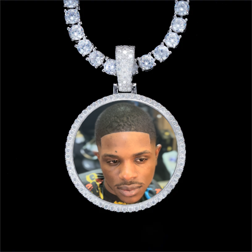 925S & VVS Moissanite 3D Circle Custom Picture Pendant