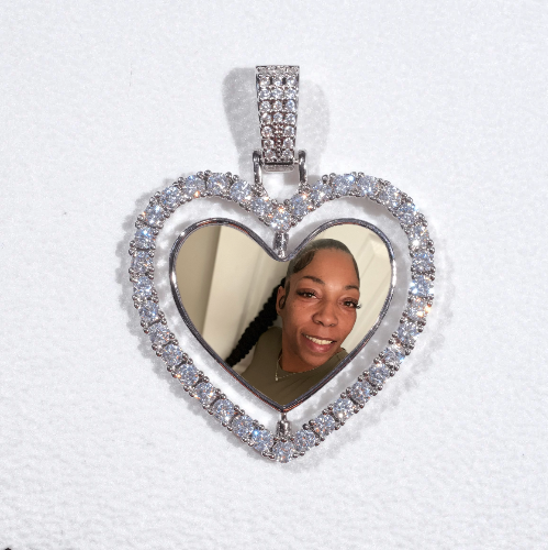 3D Spinning 2-Faced Heart Custom Picture Pendant