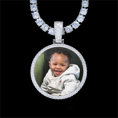 925S & VVS Moissanite 3D Circle Custom Picture Pendant