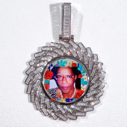Large 3D Baguette Custom Picture Pendant