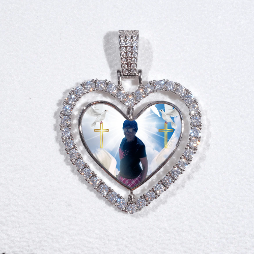 3D Spinning 2-Faced Heart Custom Picture Pendant