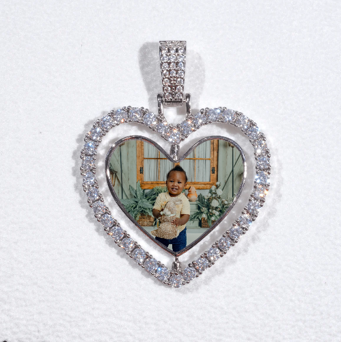 3D Spinning 2-Faced Heart Custom Picture Pendant