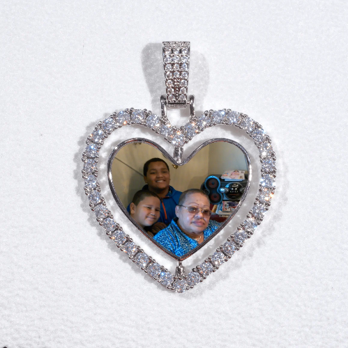 3D Spinning 2-Faced Heart Custom Picture Pendant