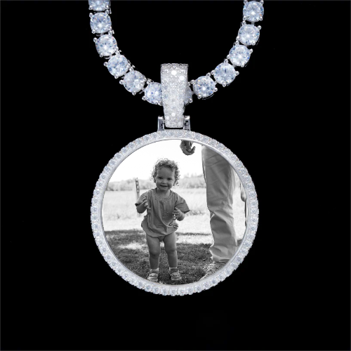 925S & VVS Moissanite 3D Circle Custom Picture Pendant