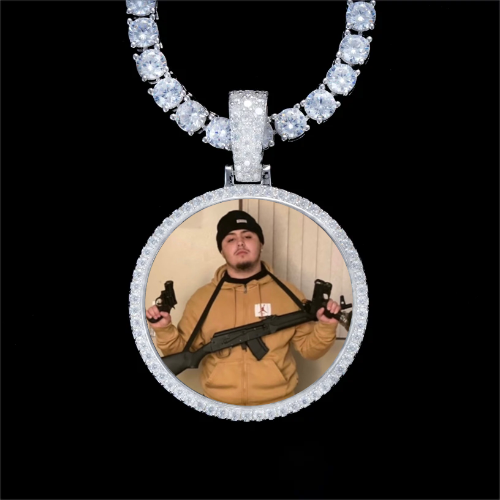 925S & VVS Moissanite 3D Circle Custom Picture Pendant