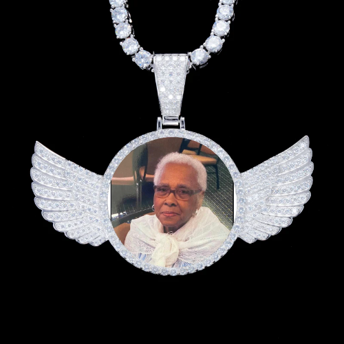 925S & VVS Moissanite 3D Wing Custom Picture Pendant