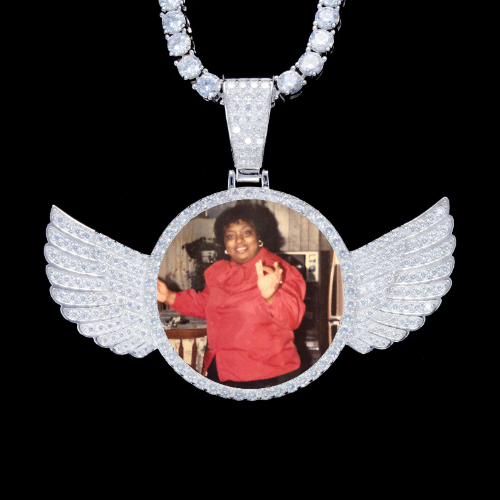 925S & VVS Moissanite 3D Wing Custom Picture Pendant