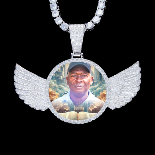 925S & VVS Moissanite 3D Wing Custom Picture Pendant