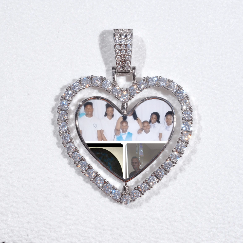 3D Spinning 2-Faced Heart Custom Picture Pendant