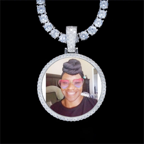 925S & VVS Moissanite 3D Circle Custom Picture Pendant