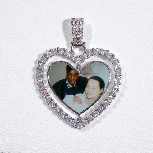 3D Spinning 2-Faced Heart Custom Picture Pendant