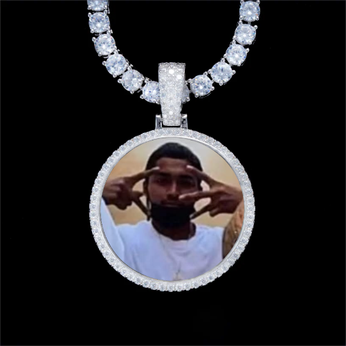 925S & VVS Moissanite 3D Circle Custom Picture Pendant