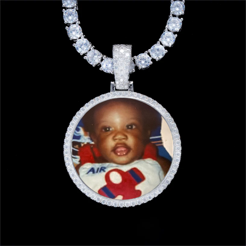 925S & VVS Moissanite 3D Circle Custom Picture Pendant