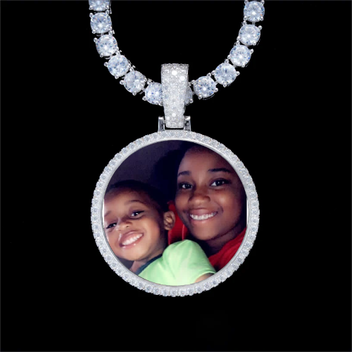 925S & VVS Moissanite 3D Circle Custom Picture Pendant